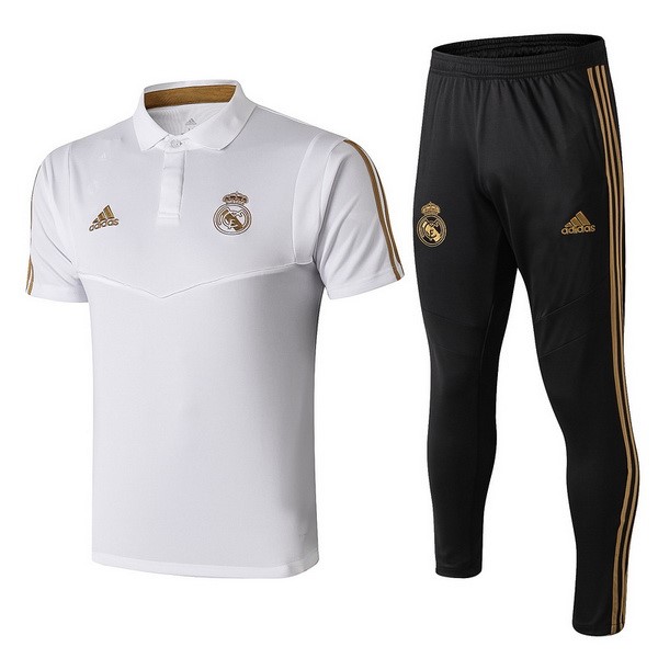 Polo Real Madrid Conjunto Completo 2019 2020 Negro Blanco